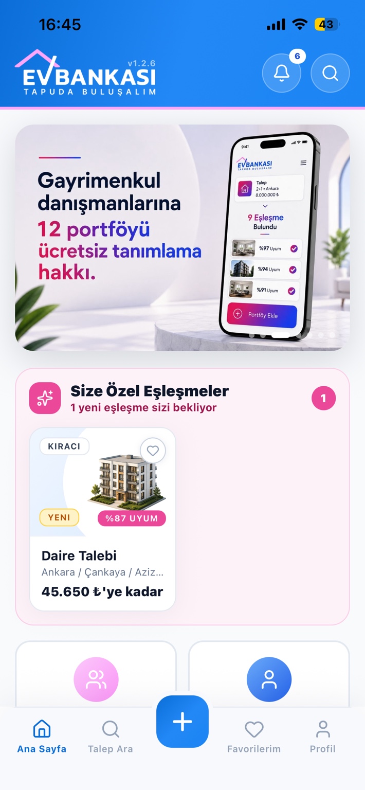 EvBankası eşleşme ekranı